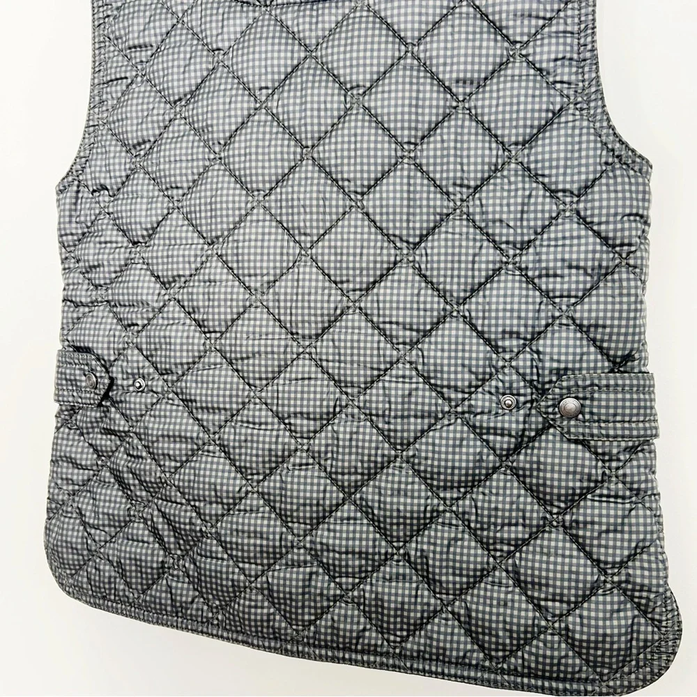 Coach Quilted Gingham Vest in Loden Navy Size Small